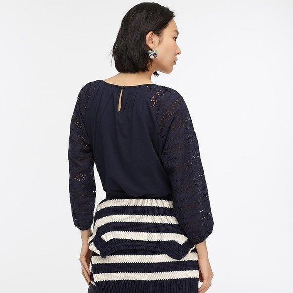 NWT J. Crew Long-Sleeve Eyelet Top - Picture 3 of 7